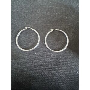 ATI 925 Thailand STERLING Silver HOOP EARRINGS 2" Hoops
